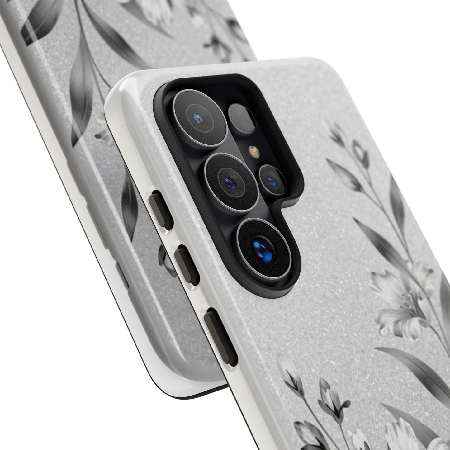 Floral Monochrome Phone Case — Elegant Black & White Lily Design