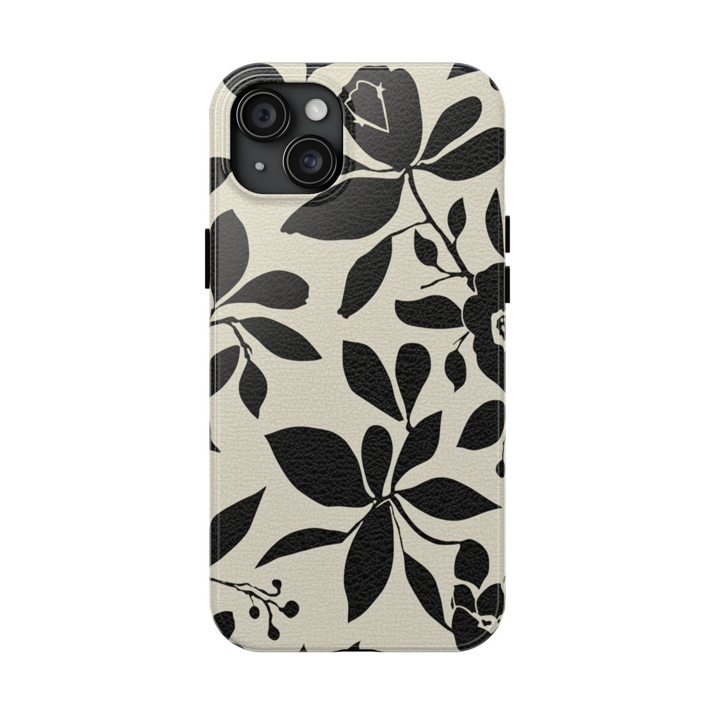 Tough Phone Case — Black Floral Silhouette Protective Cover