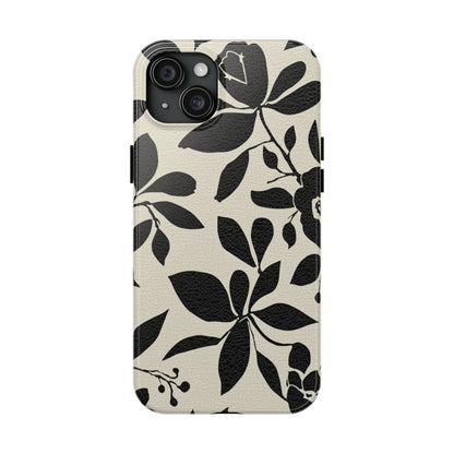 Tough Phone Case — Black Floral Silhouette Protective Cover