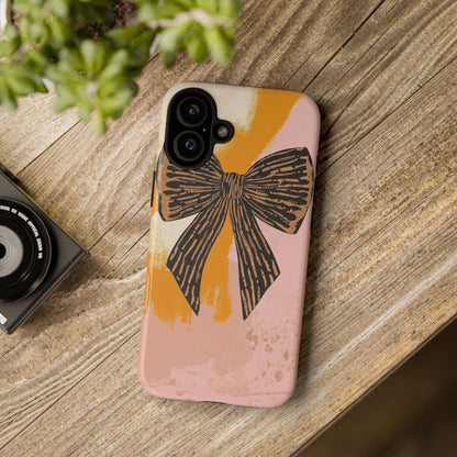 Bow Brushstroke Tough Phone Case — Pink & Mustard