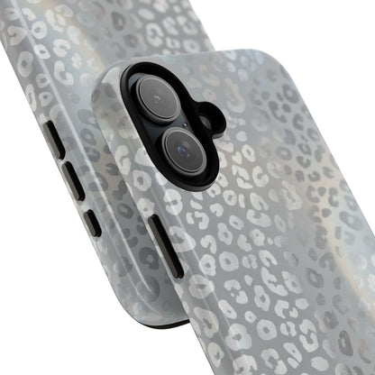 Grey Leopard Print Tough Phone Case — Durable Protective iPhone Cover