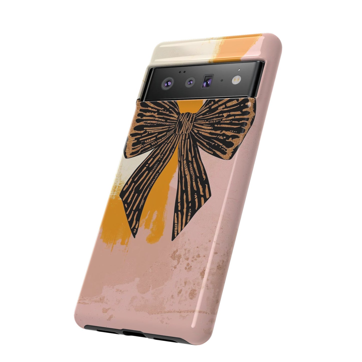 Bow Brushstroke Tough Phone Case — Pink & Mustard