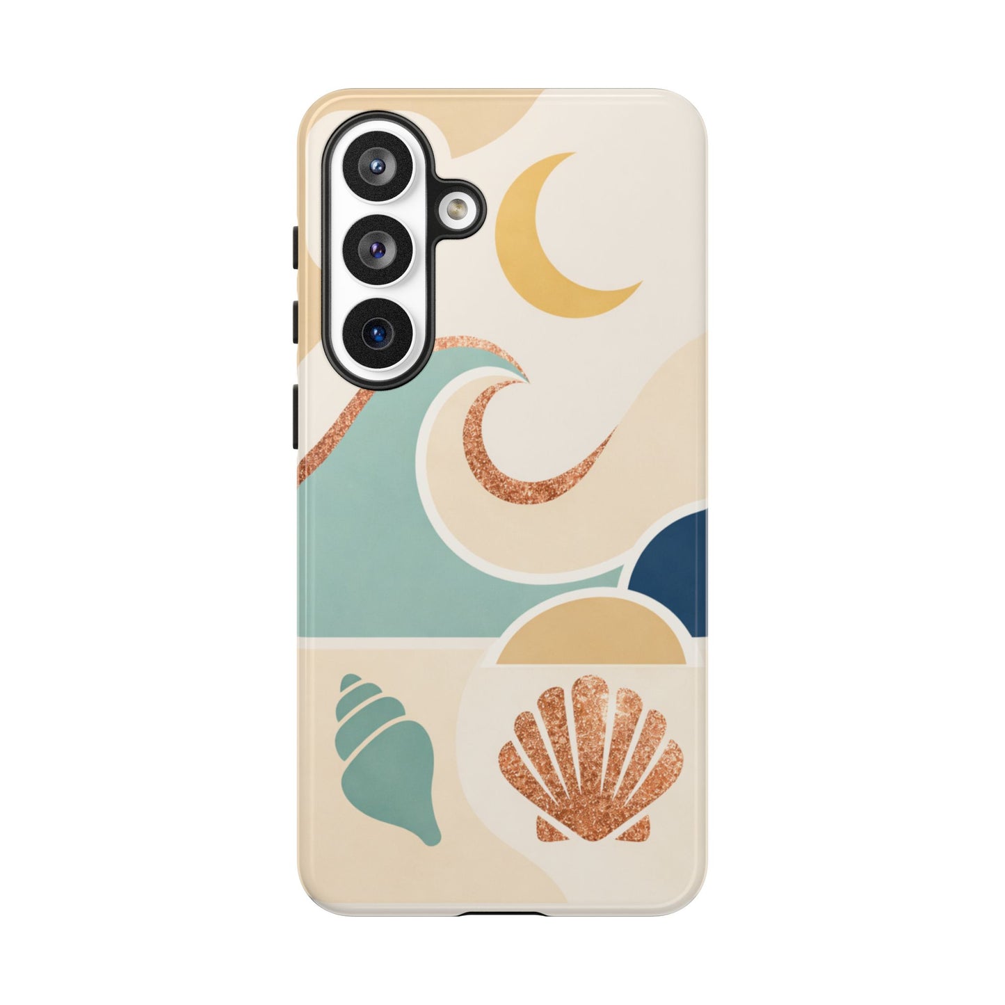 Sea Breeze Tough Phone Case — Retro Waves & Shells Design