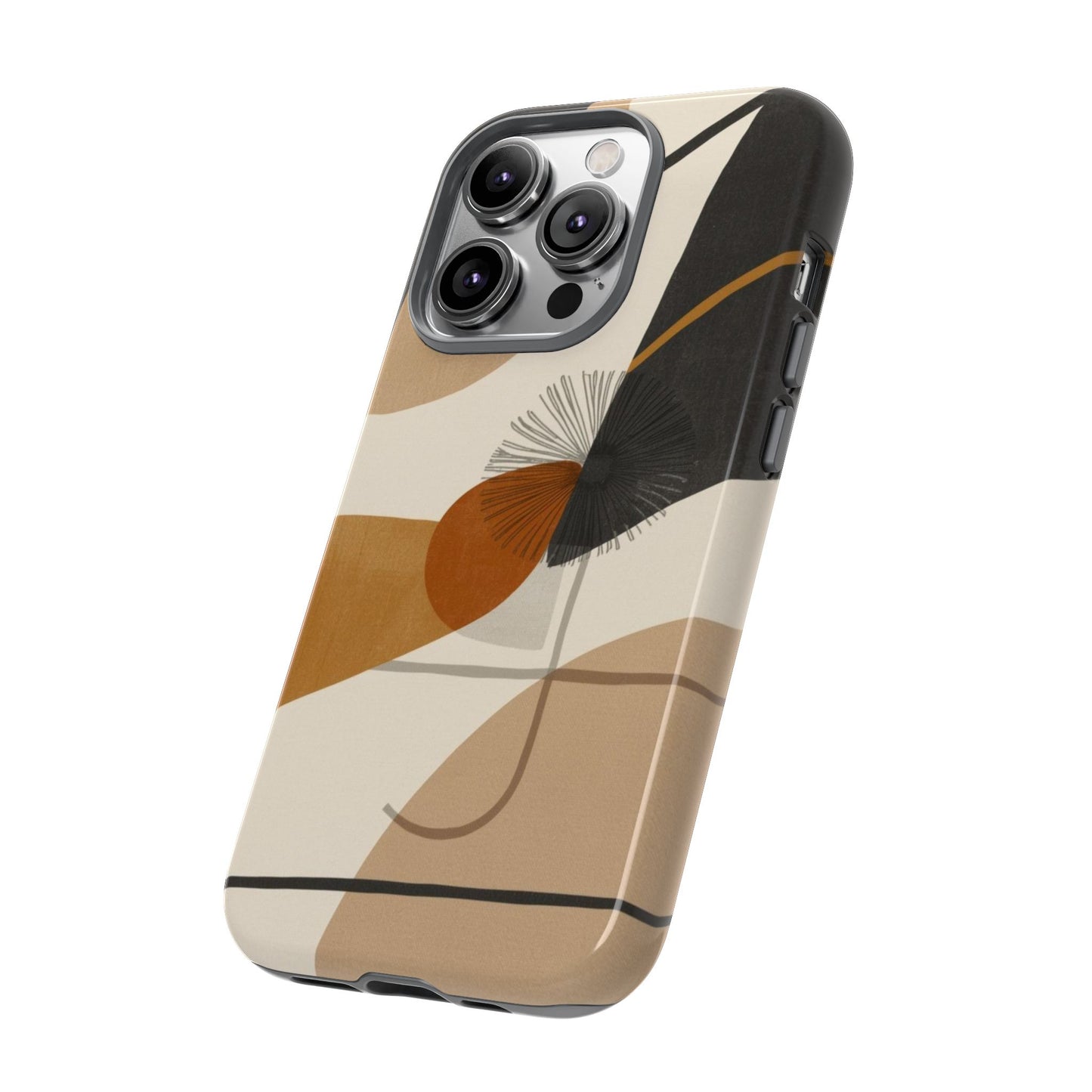 Abstract Earth Tone Phone Case — Mid-Century Minimalist Tough Case