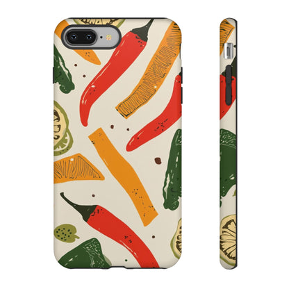 Spicy Peppers Phone Case – Colorful Chili, Lime & Citrus Pattern