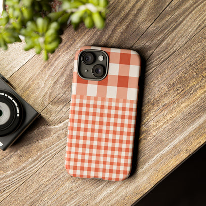Buffalo Check Tough Phone Case — Orange Gingham Protective Cover
