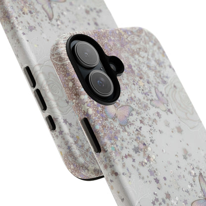 Butterfly Glitter Tough Phone Case — Floral Sparkle Protective Case