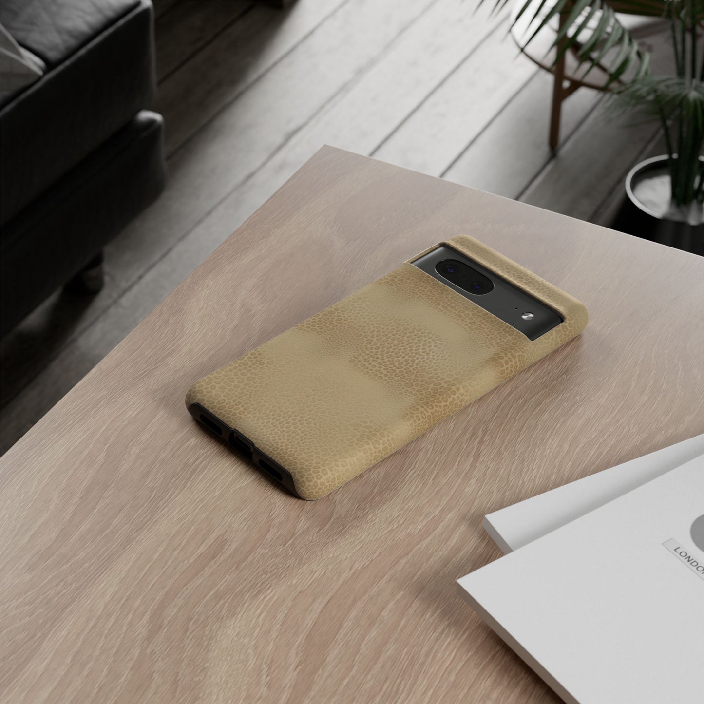 Tan Distressed Leather Texture Phone Case — Rugged Protective iPhone Cover