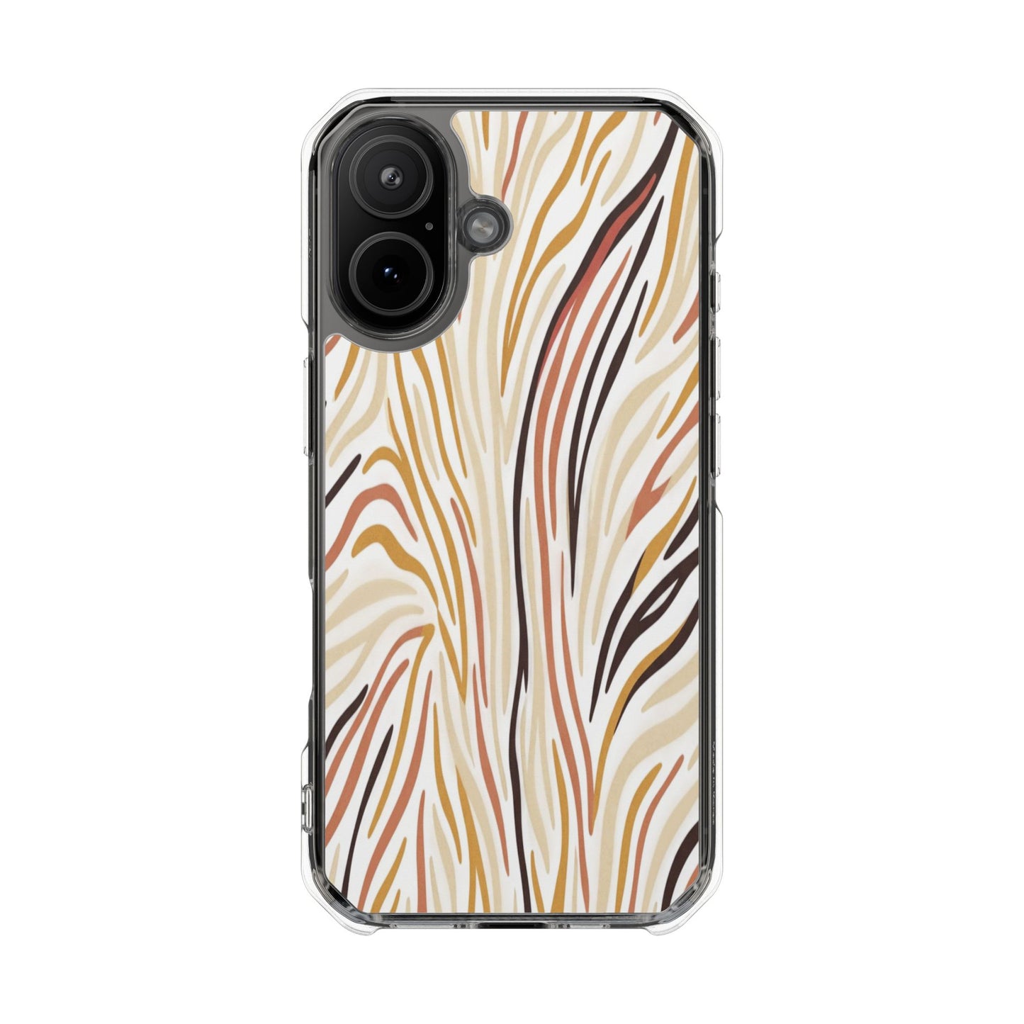 Clear Magnetic Phone Case — Neutral Abstract Marble Wave Design
