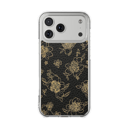 Clear Magnetic Impact Phone Case — Gold Floral Overlay