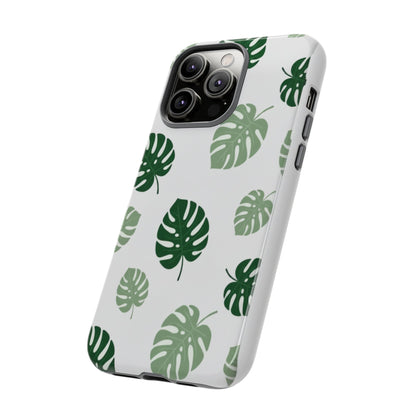 Monstera Leaf Tough Phone Case – Tropical Green Palm Pattern Protective Cover