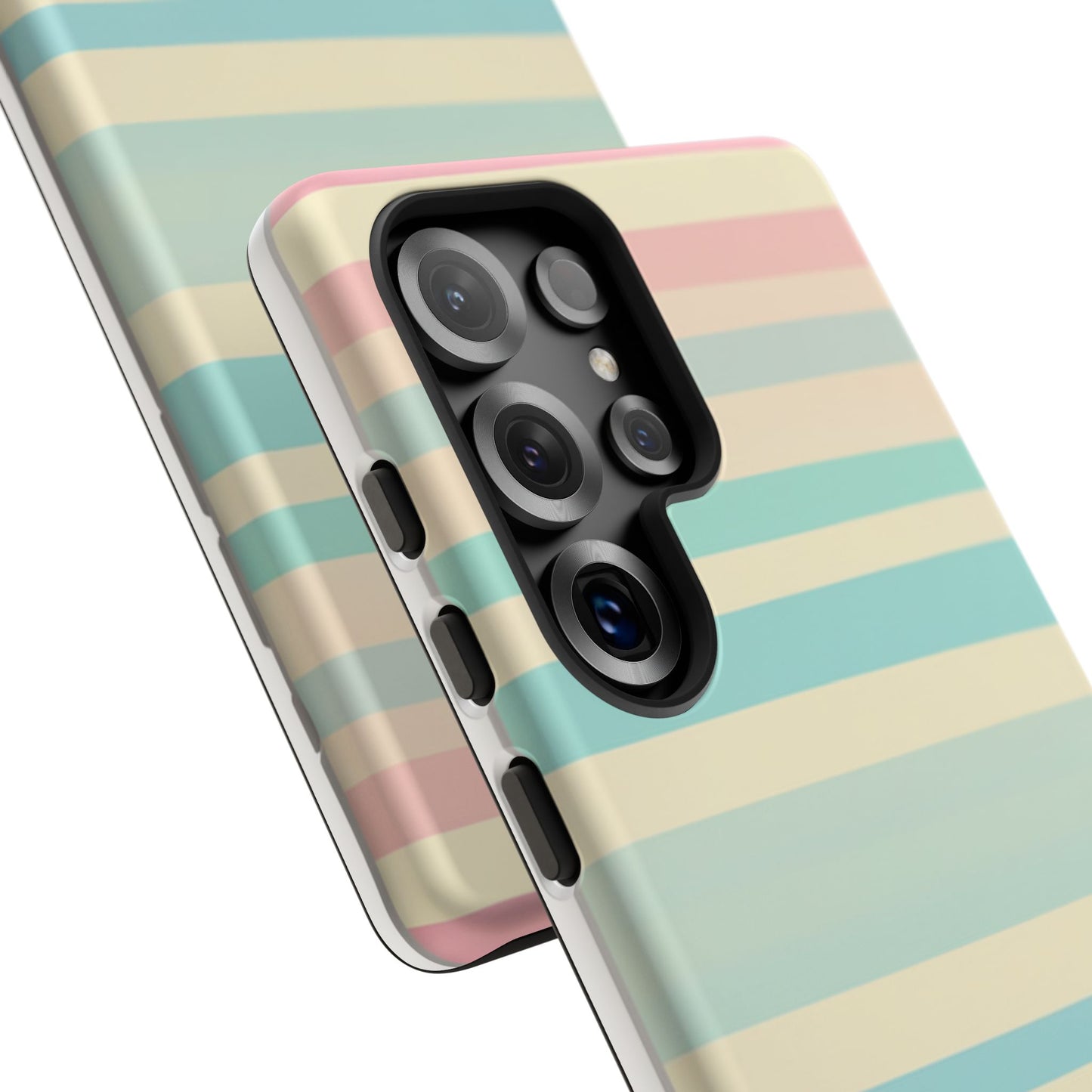 Pastel Striped Tough Phone Case – Protective Retro Rainbow Design