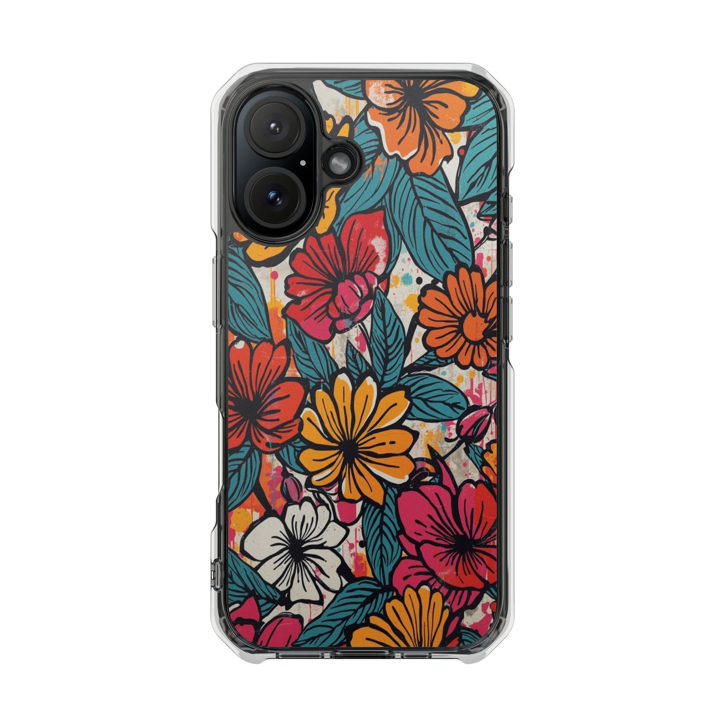 Clear Magnetic Phone Case — Colorful Floral Impact Protection