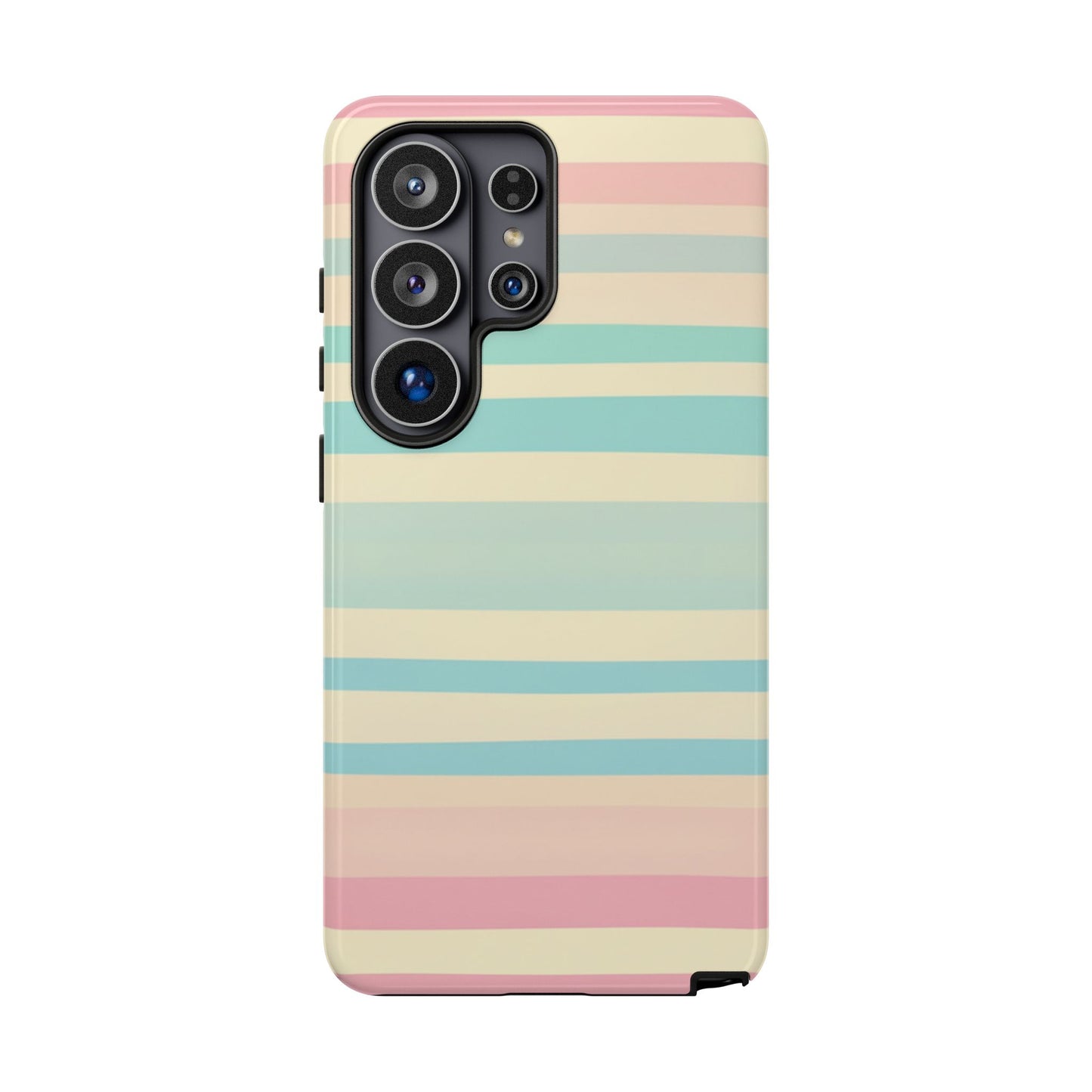Pastel Striped Tough Phone Case – Protective Retro Rainbow Design