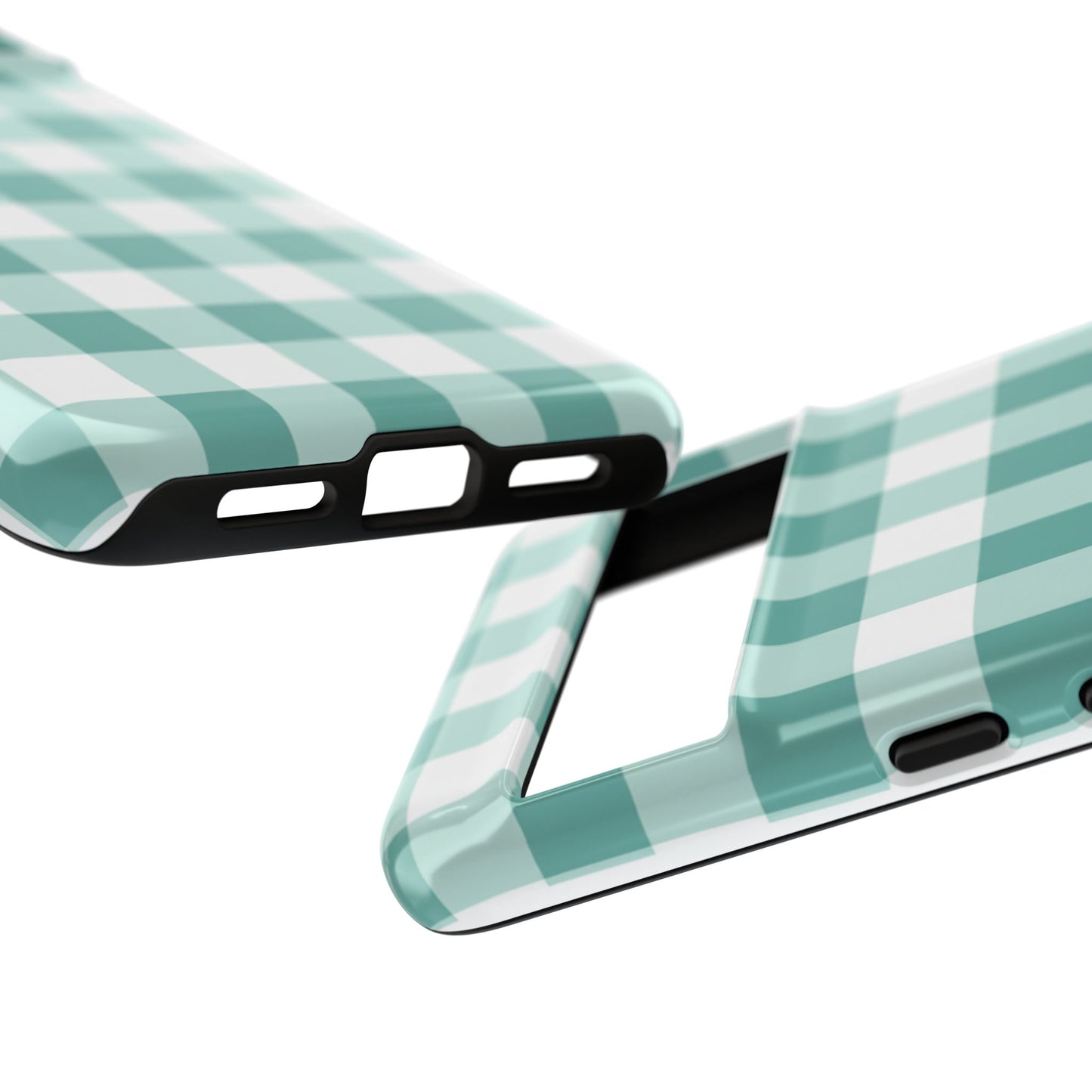 Mint Green Buffalo Check Tough Phone Case — Durable Plaid Protective Cover