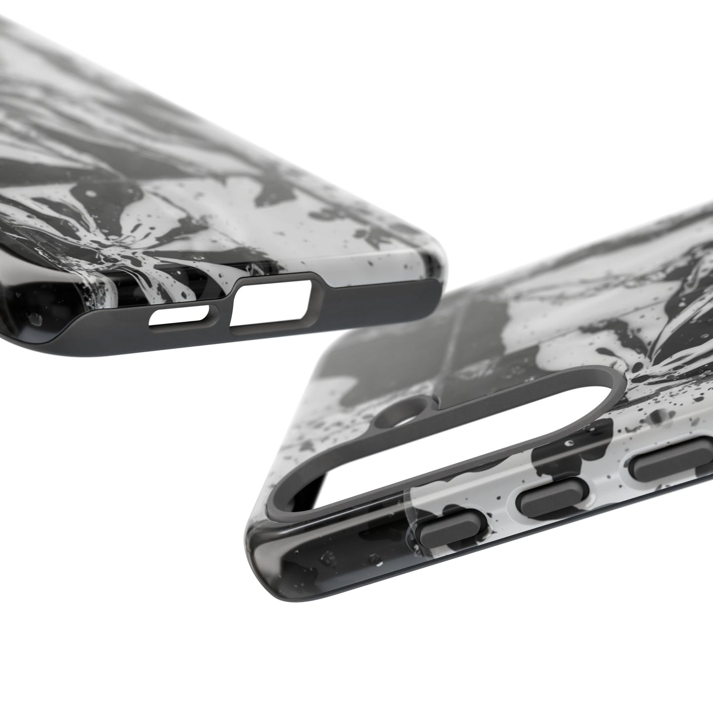 Monochrome Tile Floral Tough Phone Case