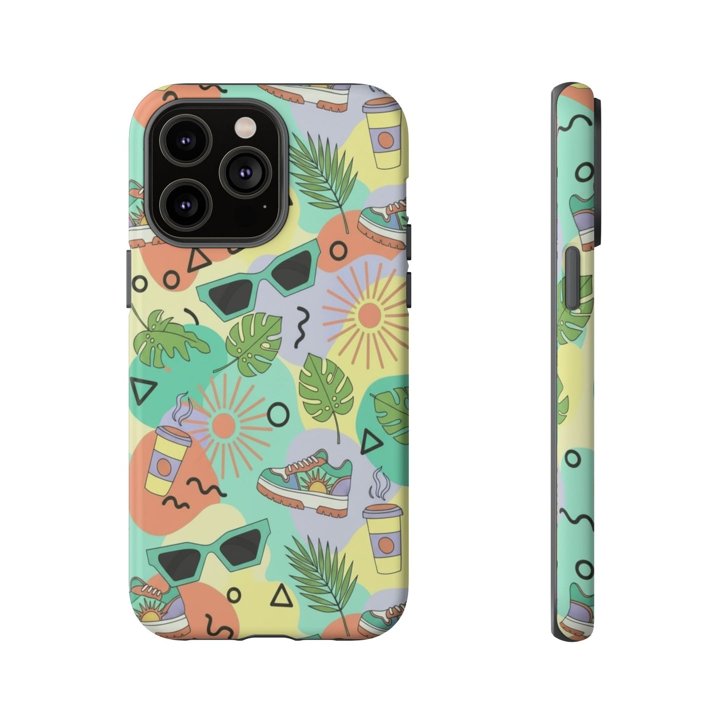 Tropical Summer Phone Case — Retro Sunglasses, Sneakers & Palm Pattern