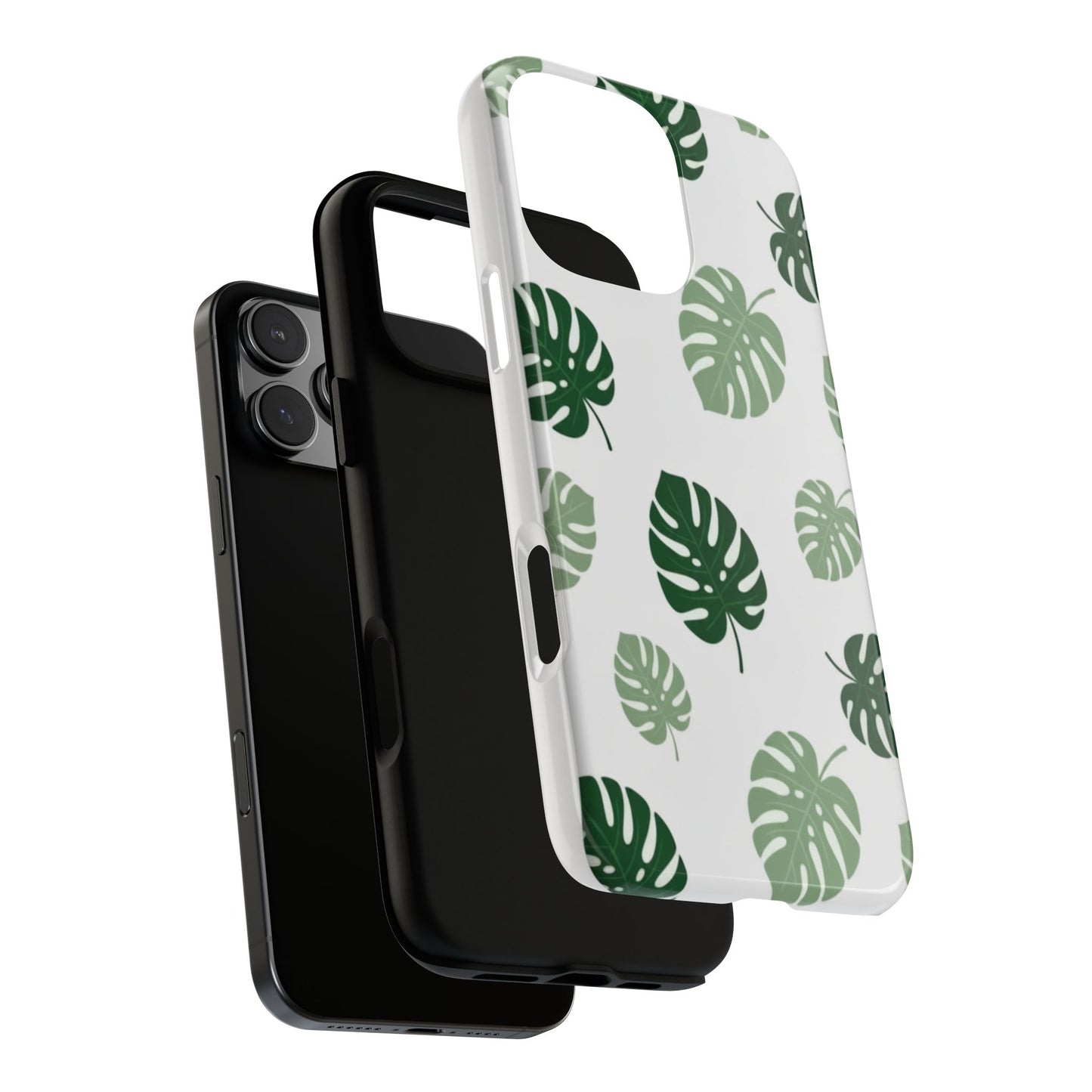 Monstera Leaf Tough Phone Case – Tropical Green Palm Pattern Protective Cover