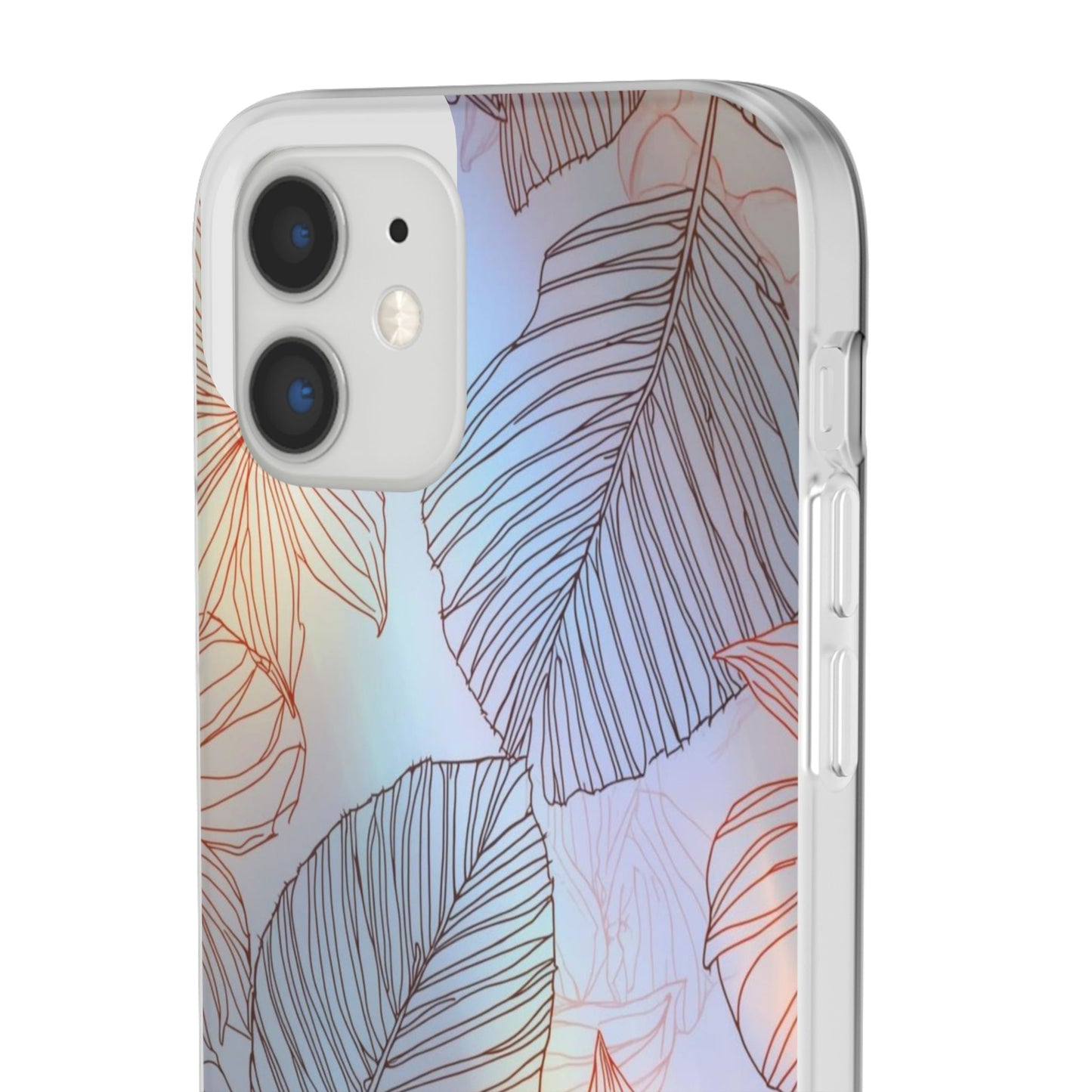 Floral Holographic Phone Case — Iridescent Leaves & Flowers Flexi Case