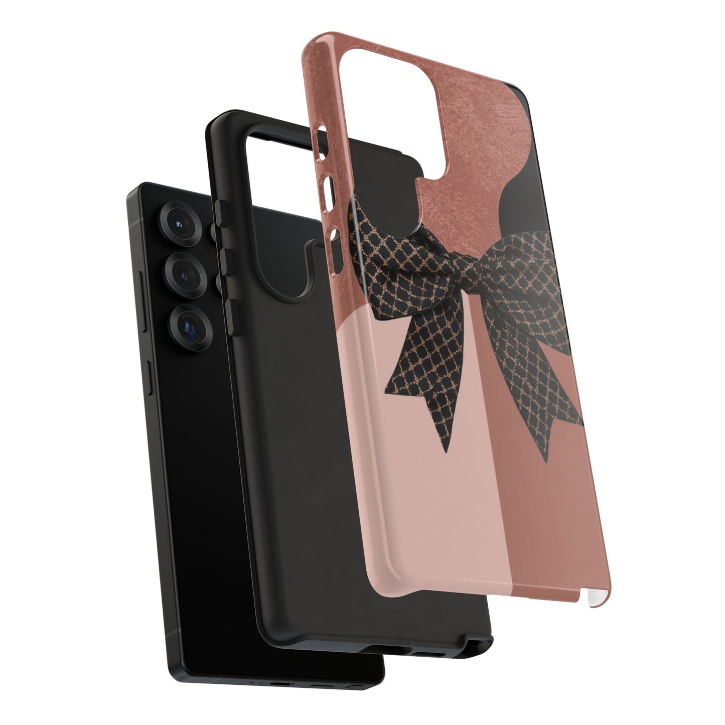 Bow Stripe Tough Phone Case – Pink Mauve Protective Cover