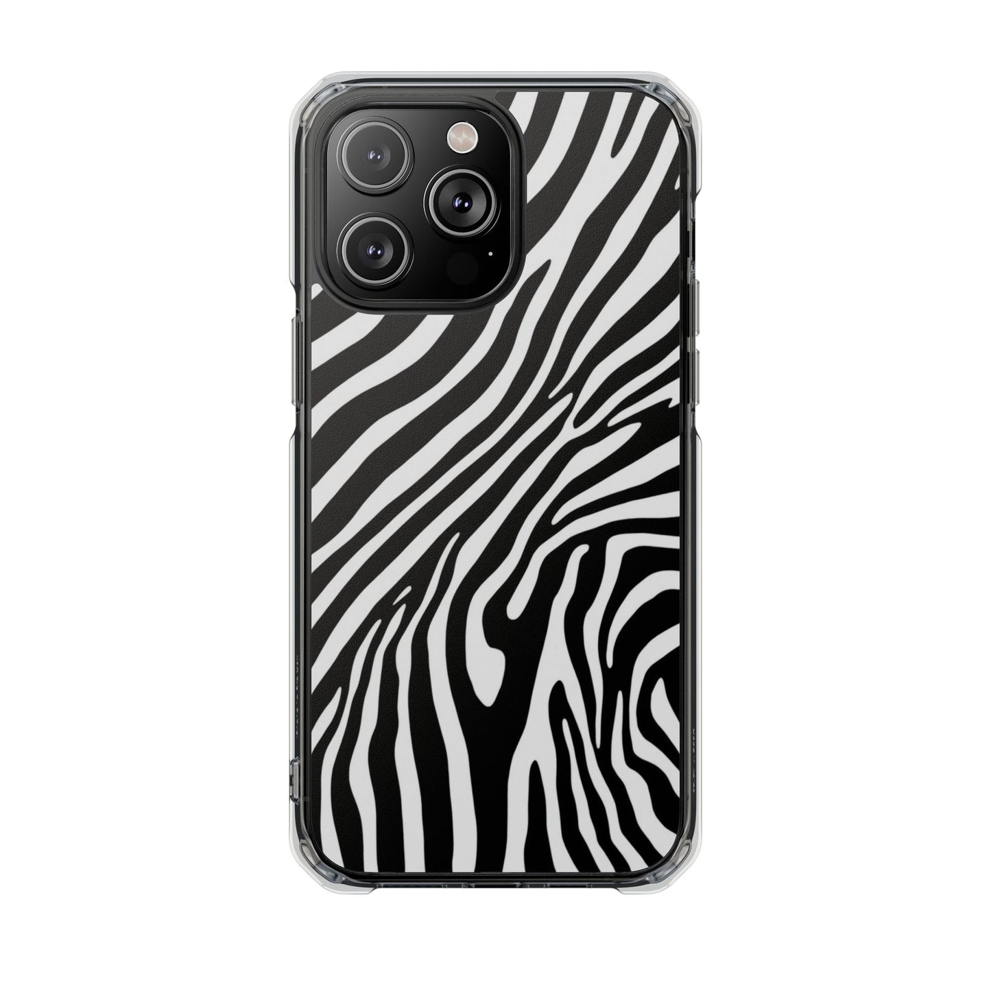 Zebra Print Clear Magnetic Phone Case — Impact-Resistant iPhone Cover