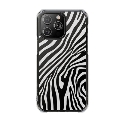 Zebra Print Clear Magnetic Phone Case — Impact-Resistant iPhone Cover
