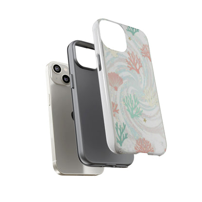 Seafoam Coral Tough Phone Case - Pastel Ocean Wave Design