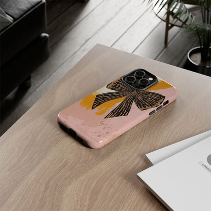 Bow Brushstroke Tough Phone Case — Pink & Mustard