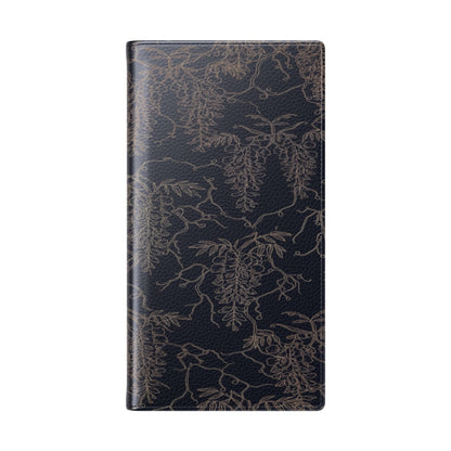 Botanical Noir Flip Phone Case — Dark Floral Wallet Cover with Card Slots