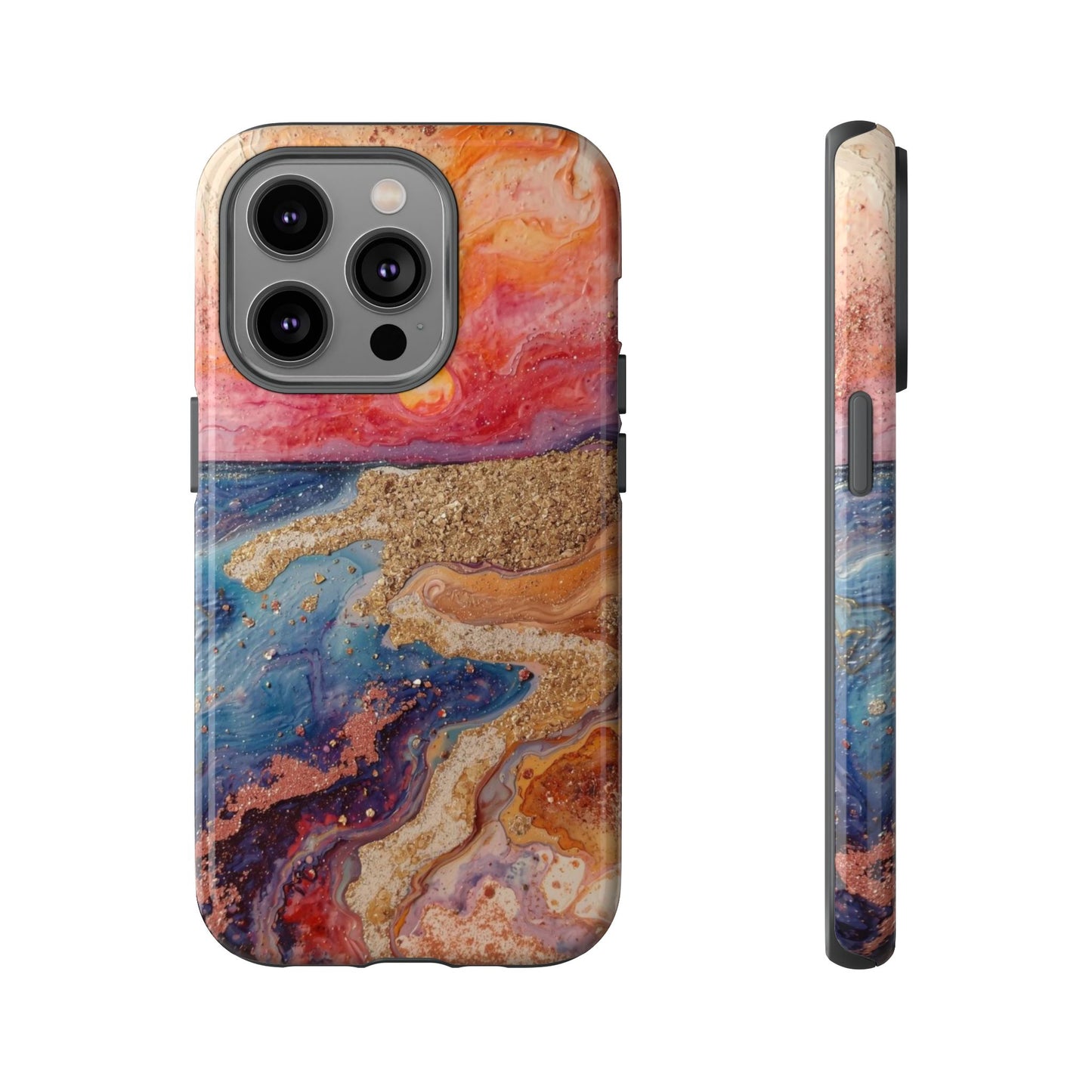 Sunset Coast Phone Case — Colorful Abstract Beach Art Tough Case