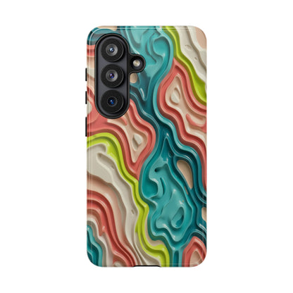 Abstract Contour Phone Case — Colorful Topographic Pattern Tough Case