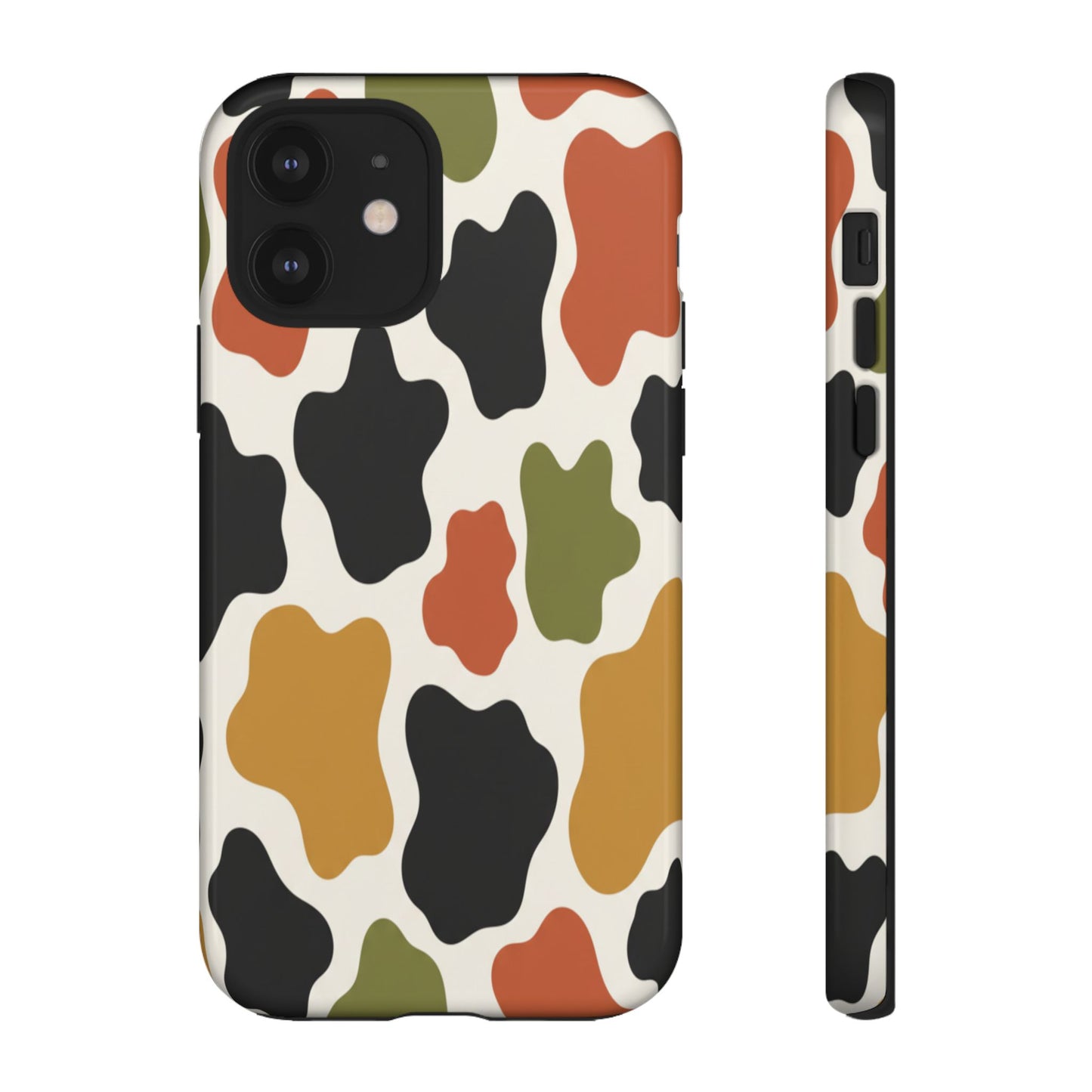Camouflage Pattern Tough Phone Case – Retro Olive, Rust & Mustard Protective Cover