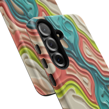 Abstract Contour Phone Case — Colorful Topographic Pattern Tough Case