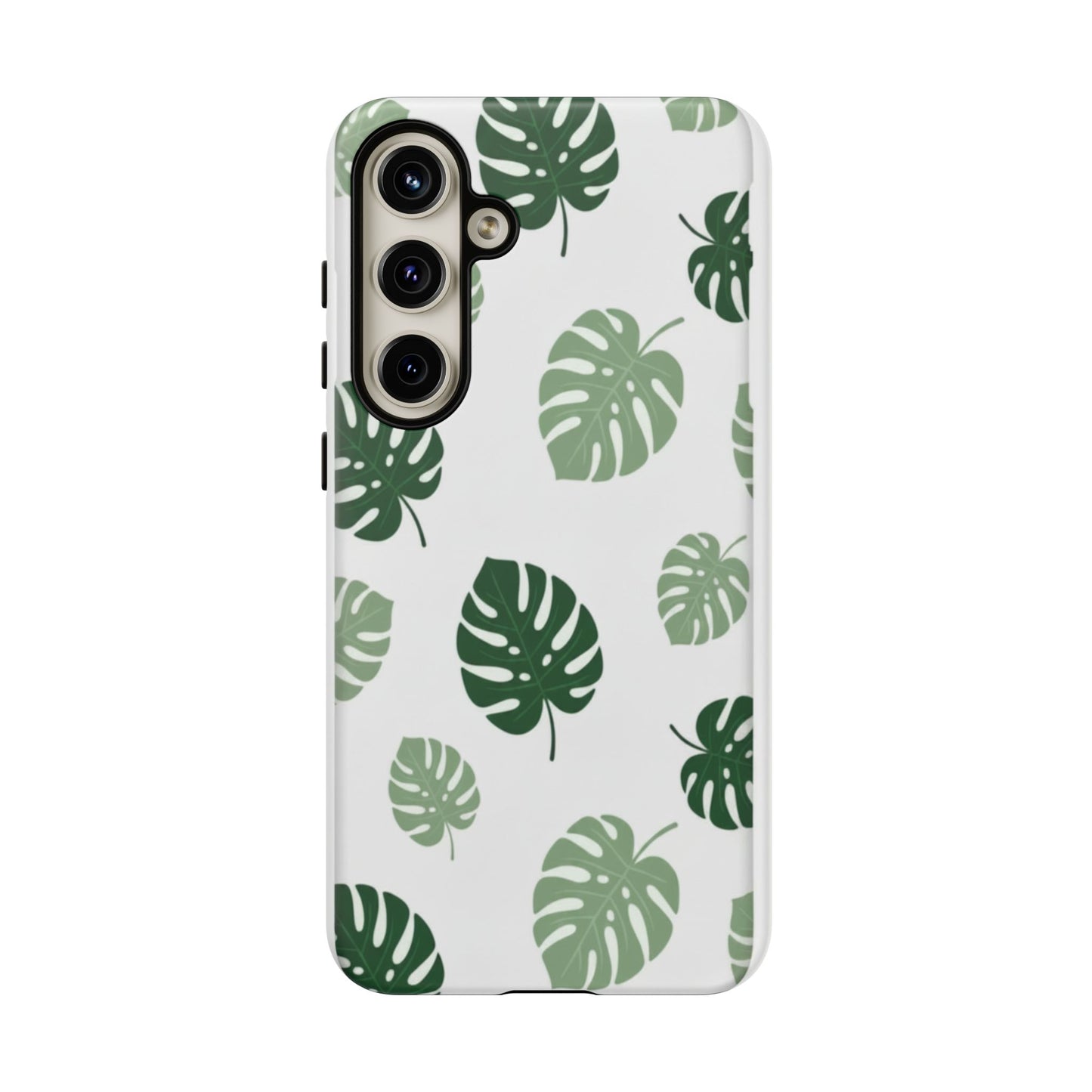 Monstera Leaf Tough Phone Case – Tropical Green Palm Pattern Protective Cover