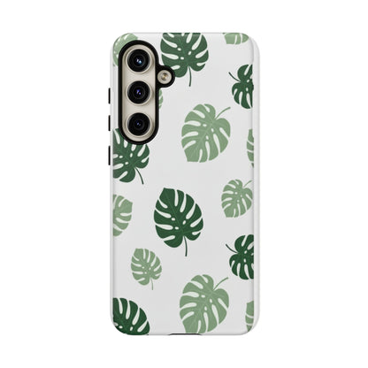 Monstera Leaf Tough Phone Case – Tropical Green Palm Pattern Protective Cover