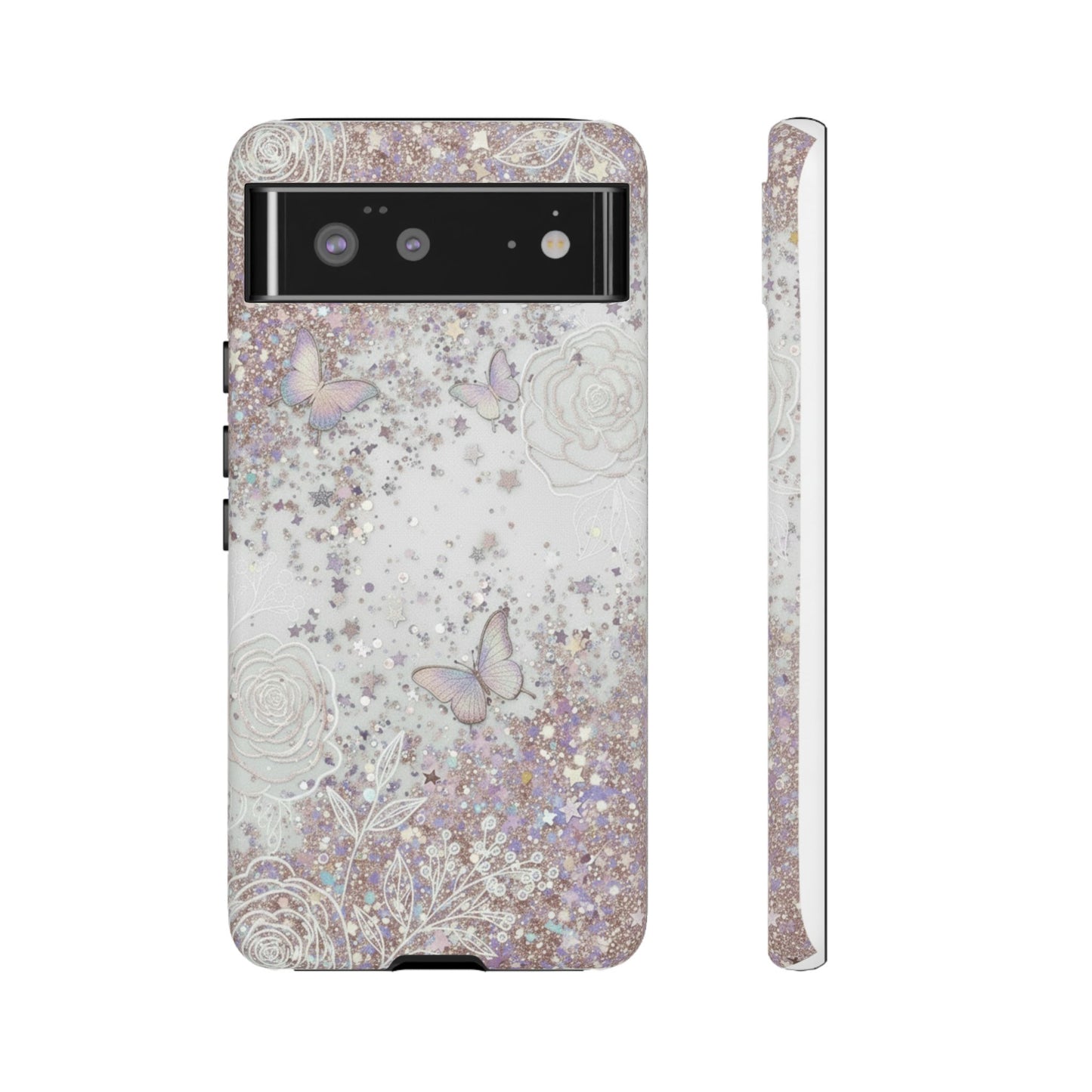 Butterfly Glitter Tough Phone Case — Floral Sparkle Protective Case