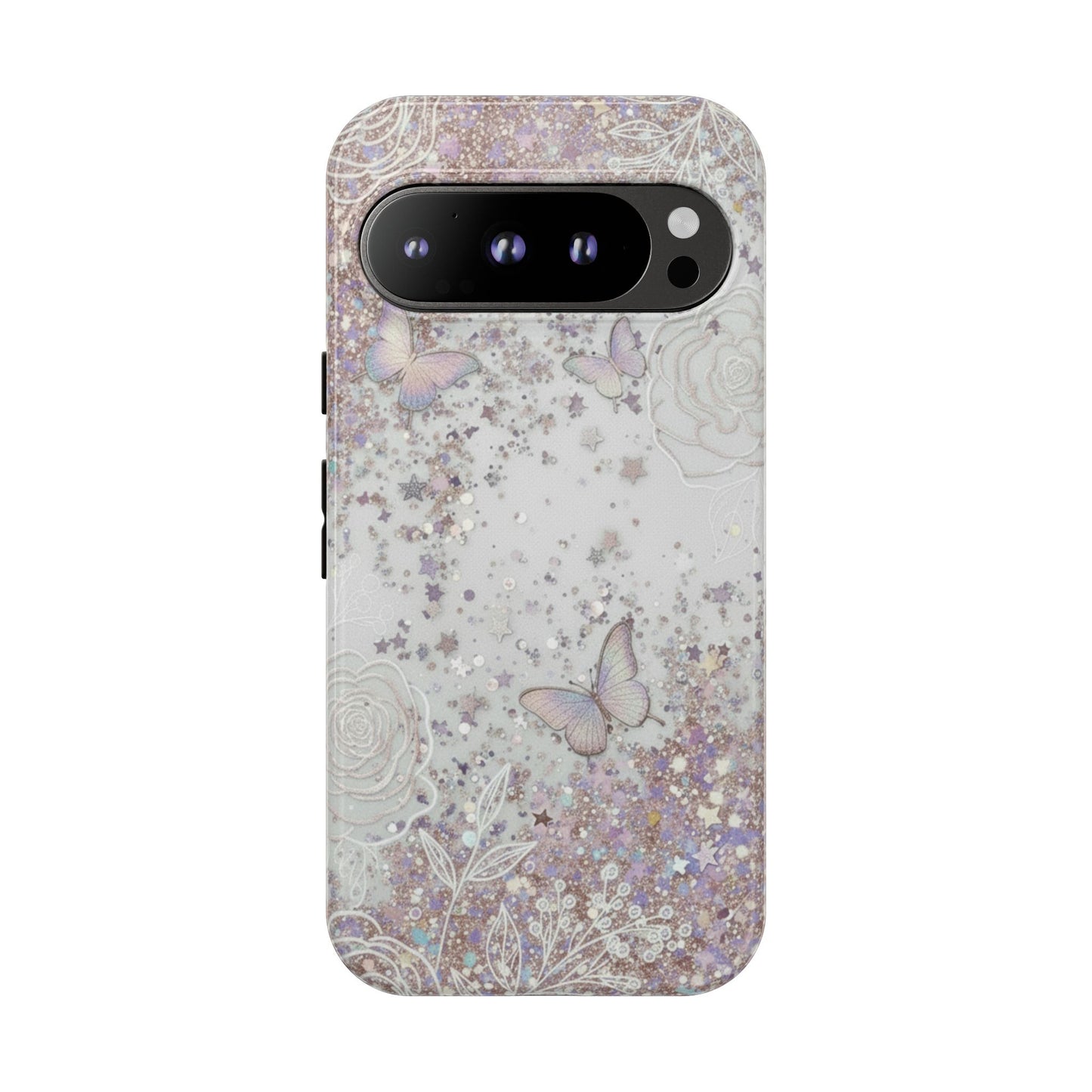 Butterfly Glitter Tough Phone Case — Floral Sparkle Protective Case