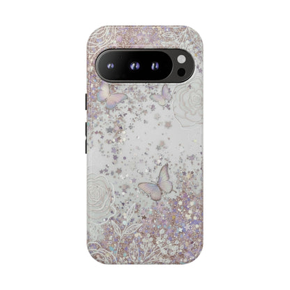 Butterfly Glitter Tough Phone Case — Floral Sparkle Protective Case