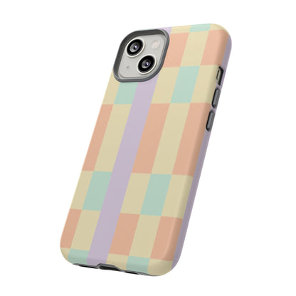 Pastel Checkered Phone Case — Retro Stripe Tough Case