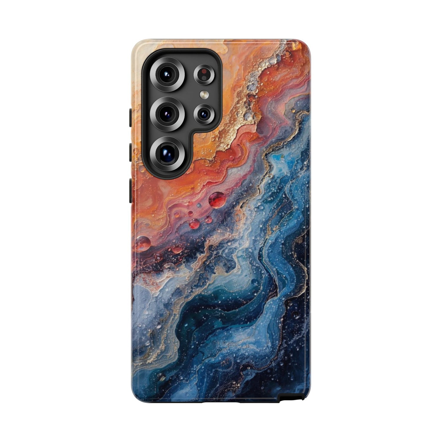 Marbled Galaxy Tough Phone Case — Abstract Blue & Coral Protective Cover