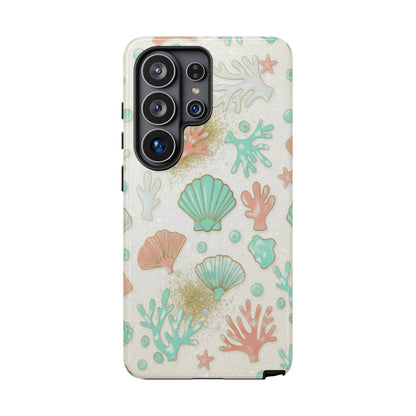 Seashell Coral Phone Case — Pastel Beach Shells Protective Tough Case