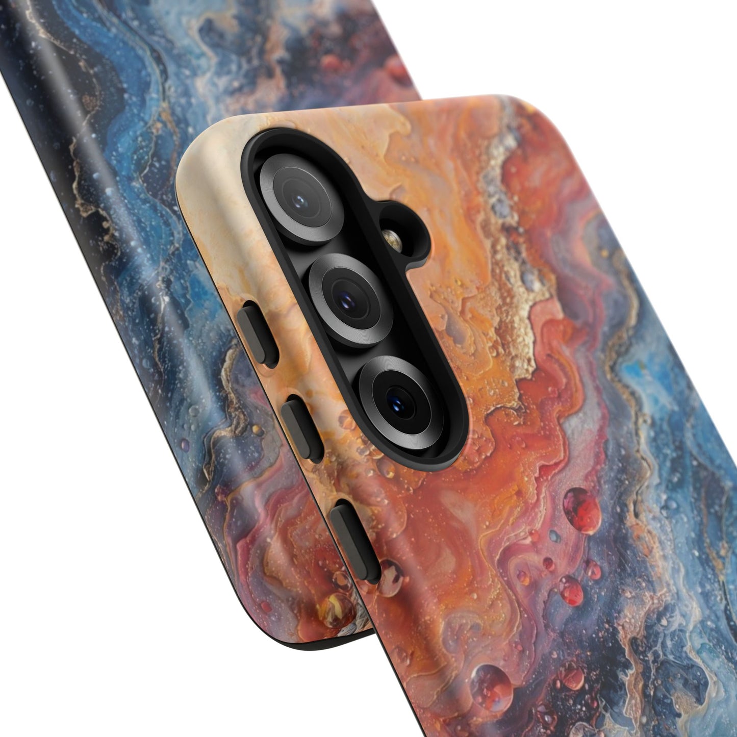 Marbled Galaxy Tough Phone Case — Abstract Blue & Coral Protective Cover