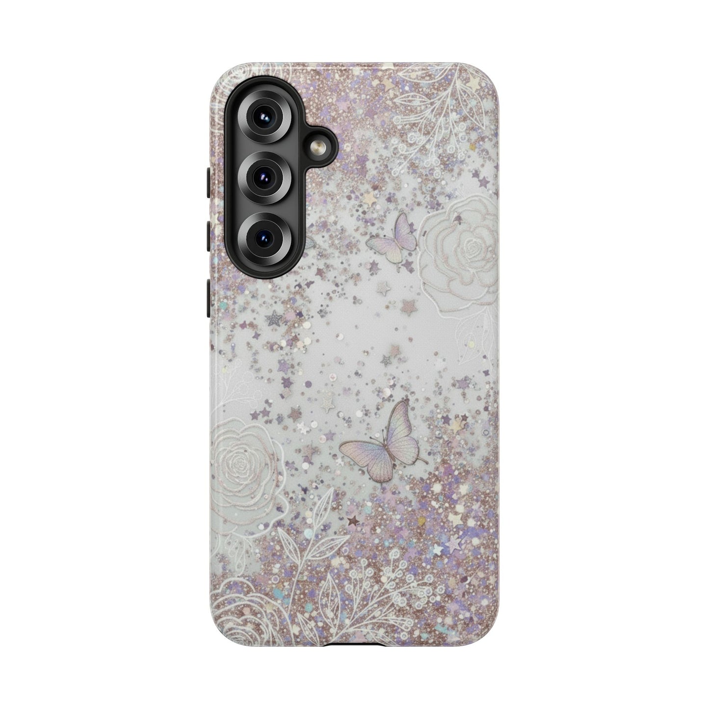 Butterfly Glitter Tough Phone Case — Floral Sparkle Protective Case