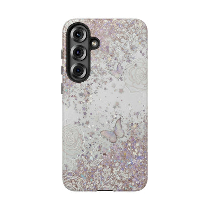 Butterfly Glitter Tough Phone Case — Floral Sparkle Protective Case