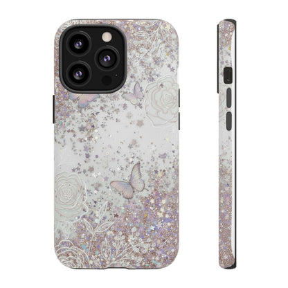 Butterfly Glitter Tough Phone Case — Floral Sparkle Protective Case