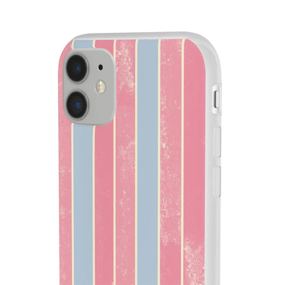 Striped Pink & Blue Phone Case — Retro Pastel Flexi Case