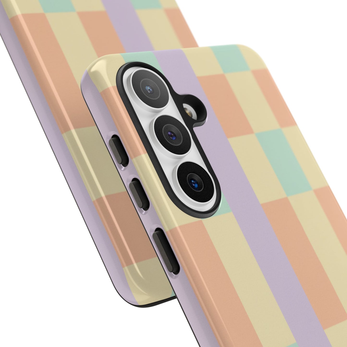Pastel Checkered Phone Case — Retro Stripe Tough Case