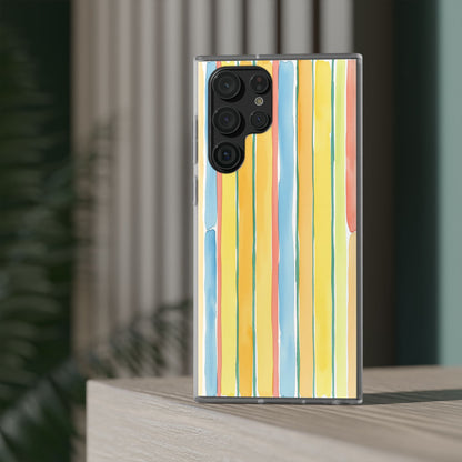 Watercolor Stripe Phone Case — Bright Pastel Vertical Stripes Protective Flexi Case