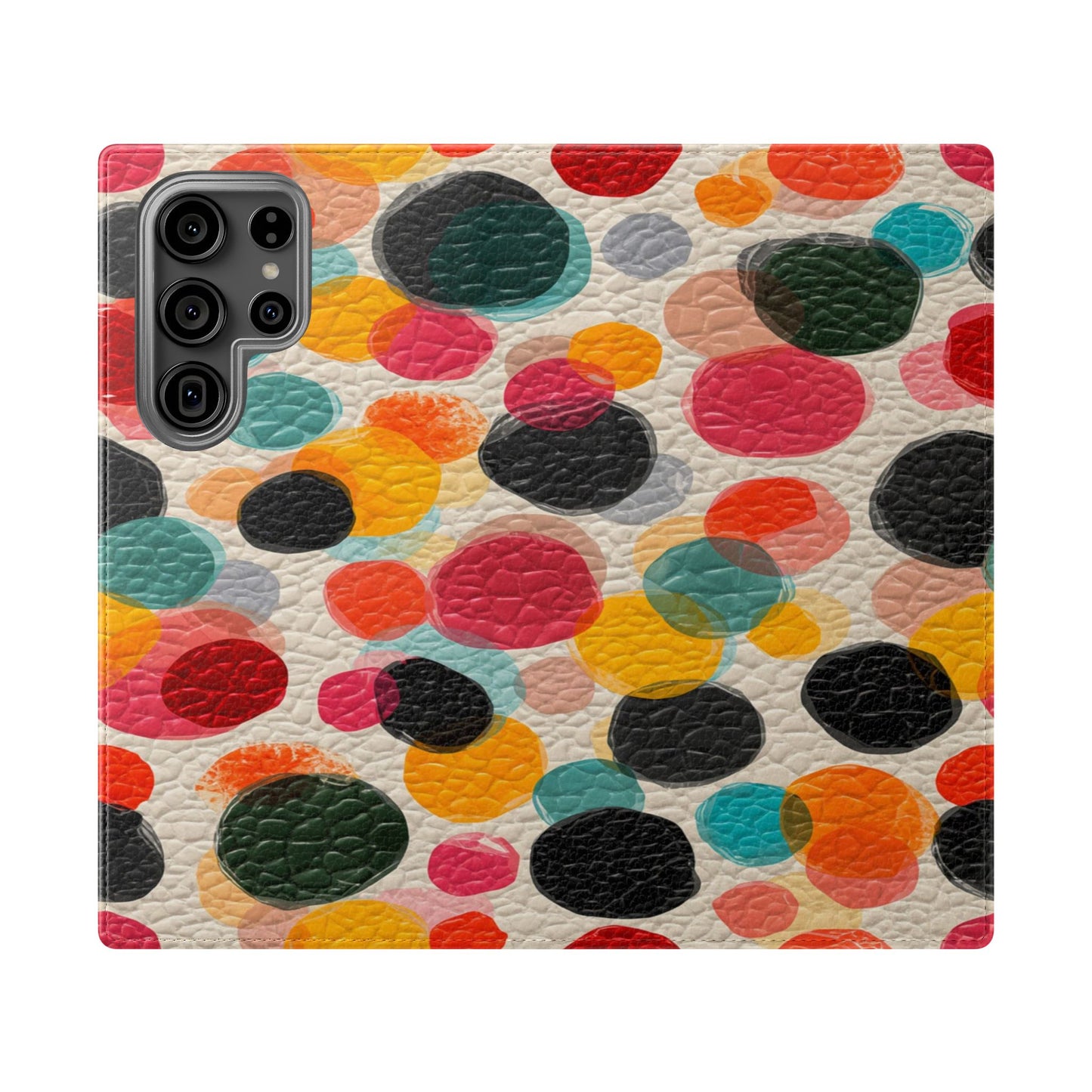 Colorful Confetti Dot Flip Phone Case — Retro Polka Wallet Cover