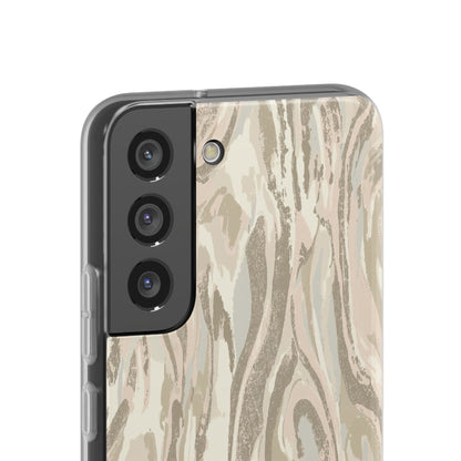 Neutral Marble Swirl Flexi Phone Case — Beige Abstract Protective Cover
